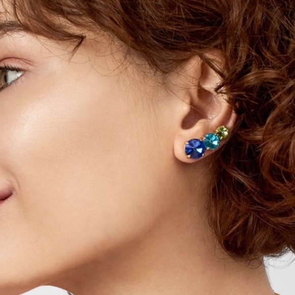 Baublebar Cesli Ear Crawler Earrings ombré green blue gold - Picture 2 of 8